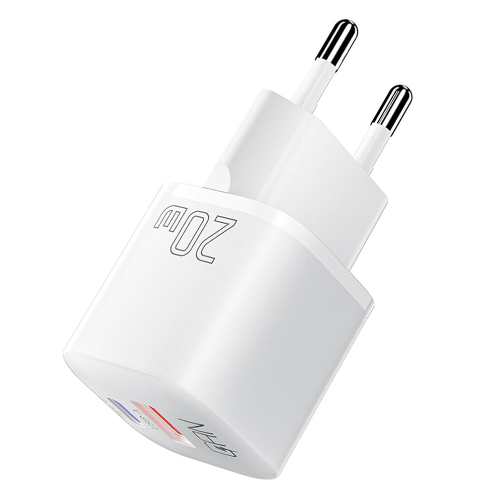 ESSAGER Buet Design 20W USB-A + Type-C GaN Vægoplader Hurtigopladningsadapter til Telefon