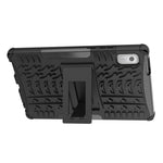 For Lenovo Tab M9 Tyre Pattern Kickstand Case PC+TPU Shockproof Tablet Cover