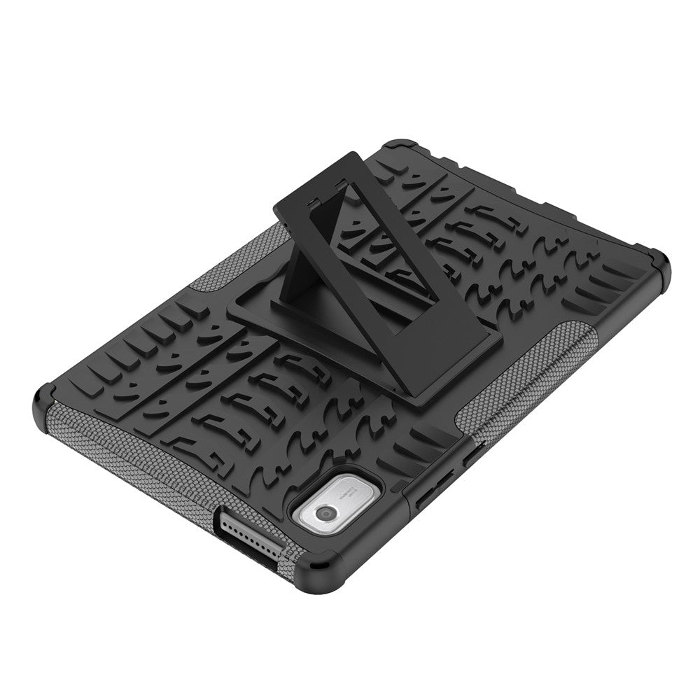 For Lenovo Tab M9 Tyre Pattern Kickstand Case PC+TPU Shockproof Tablet Cover
