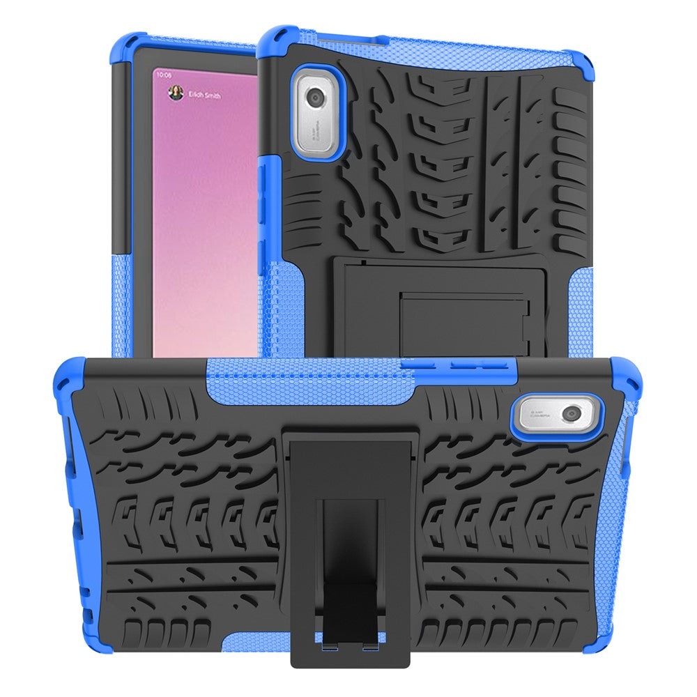 For Lenovo Tab M9 Tyre Pattern Kickstand Case PC+TPU Shockproof Tablet Cover
