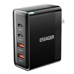 ESSAGER ES-CD37 100W Hurtigopladningsblok 4-ports vægoplader med 2 USB-C + 2 USB-A til bærbar computer, telefon, tablet