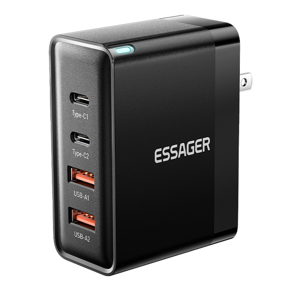 ESSAGER ES-CD37 100W Fast Charging Block 4-Port Wall Charger with 2 USB-C + 2 USB-A for Laptop Phone Tablet