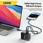 ESSAGER ES-CD37 100W Hurtigopladningsblok 4-ports vægoplader med 2 USB-C + 2 USB-A til bærbar computer, telefon, tablet
