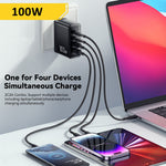 ESSAGER ES-CD37 100W Fast Charging Block 4-Port Wall Charger with 2 USB-C + 2 USB-A for Laptop Phone Tablet