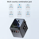 YESIDO MC24 20W Universal Adapterstik Rejsevægoplader Multifunktion Type-C+3USB-A Strømopladerkonverter