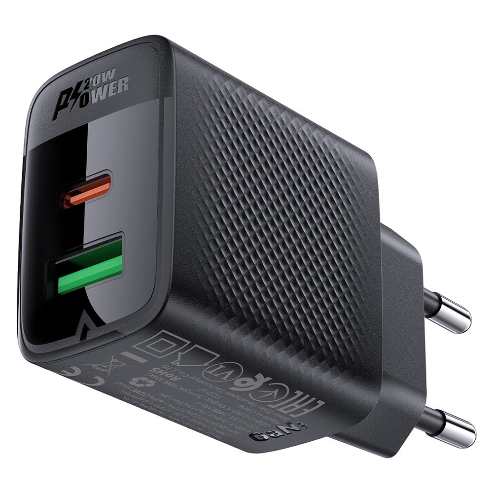 ACEFAST A78 GaN Wall Charger Plug PD 20W USB+Type-C Charging Adapter (EU Plug)