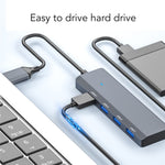 ADS-305A USB to 4 X USB3.0 Docking Station USB Hub Aluminum Alloy Adapter