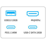 FX-2310C 5-in-1 Data Transfer Type-C Hub with 4K 60Hz HD, USB-A / USB-C and PD 140W Charging Port