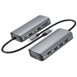 1928 11-i-1 Dockingstation Type-C til USB-C + USB2.0 + 3xUSB3.0 + SD/TF-kortlæser + 3.5mm + 4K HD + VGA + RJ45 USB Hub Adapter