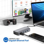 1928 11-i-1 Dockingstation Type-C til USB-C + USB2.0 + 3xUSB3.0 + SD/TF-kortlæser + 3.5mm + 4K HD + VGA + RJ45 USB Hub Adapter