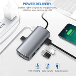 1928 11-i-1 Dockingstation Type-C til USB-C + USB2.0 + 3xUSB3.0 + SD/TF-kortlæser + 3.5mm + 4K HD + VGA + RJ45 USB Hub Adapter