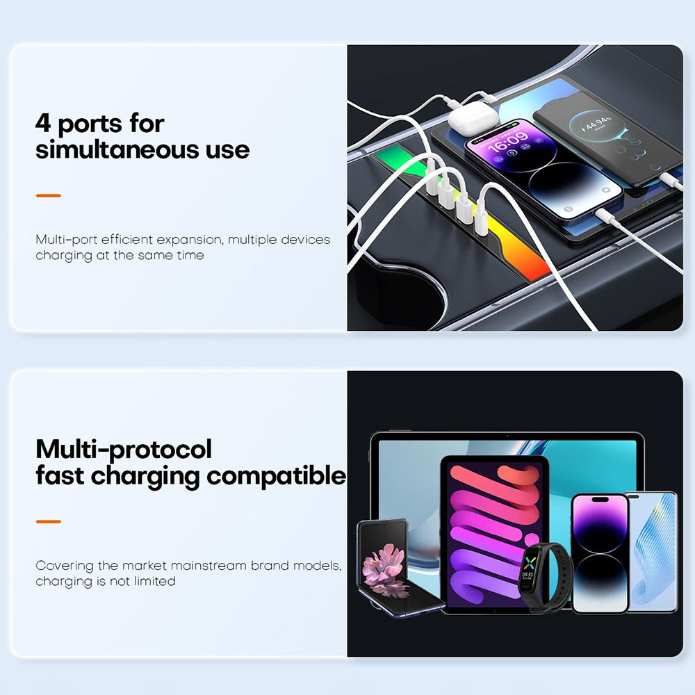FX-TSL02 til Tesla Model 3 / Y Central Control 4-i-1 Dockingstation 2xUSB + 2xType-C USB-hub