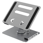 FX-2238 Foldable Laptop Stand with Docking Station, 4K HD + USB-A + USB-C + RJ45 + SD / TF Reader