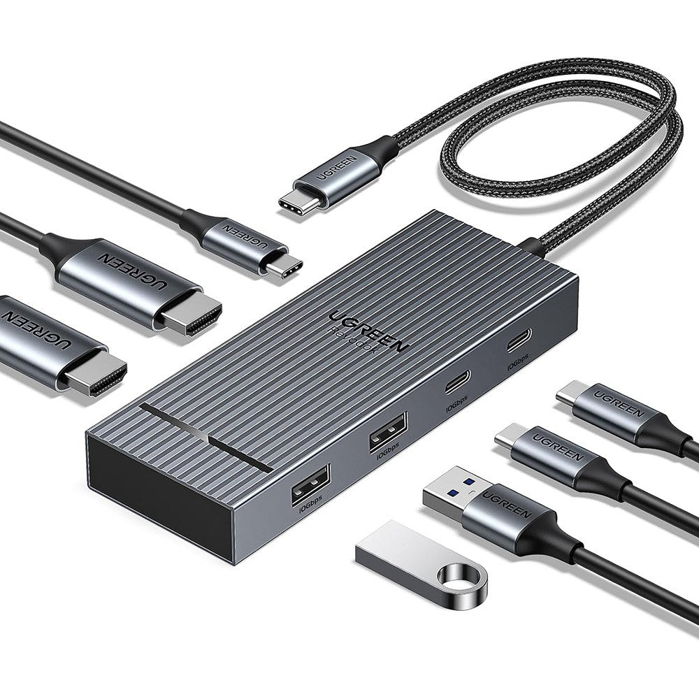 UGREEN 45365 USB-C 7-i-1 Hub 10 Gbps 4K 60Hz HD USB3.2 PD 100W Laptop Dockingstation