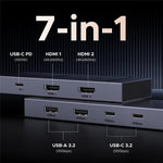 UGREEN 45365 USB-C 7-i-1 Hub 10 Gbps 4K 60Hz HD USB3.2 PD 100W Laptop Dockingstation