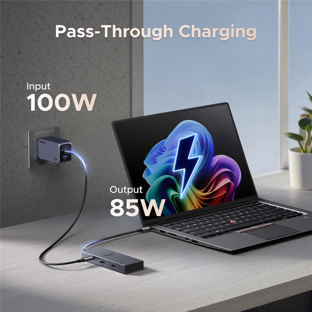 UGREEN 45365 USB-C 7-i-1 Hub 10 Gbps 4K 60Hz HD USB3.2 PD 100W Laptop Dockingstation