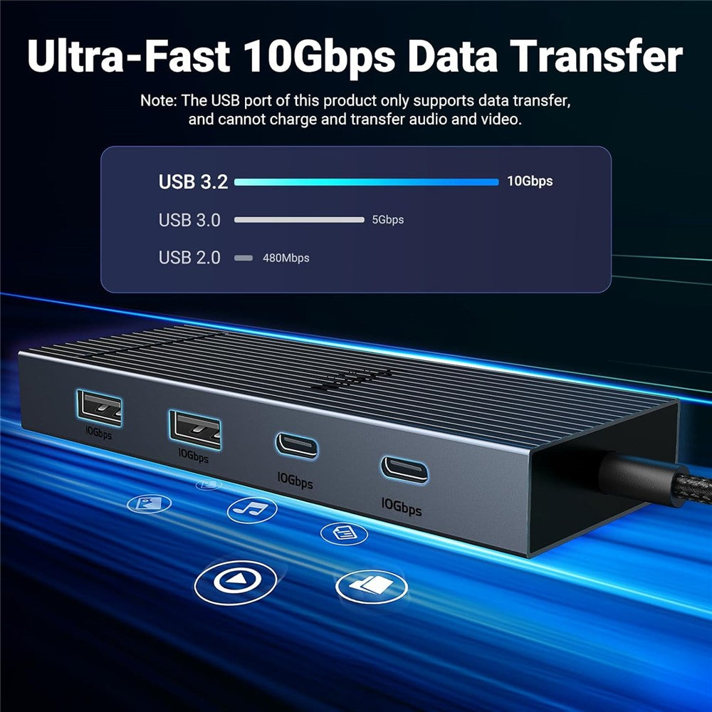UGREEN 45365 USB-C 7-i-1 Hub 10 Gbps 4K 60Hz HD USB3.2 PD 100W Laptop Dockingstation