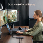 UGREEN 45365 USB-C 7-i-1 Hub 10 Gbps 4K 60Hz HD USB3.2 PD 100W Laptop Dockingstation