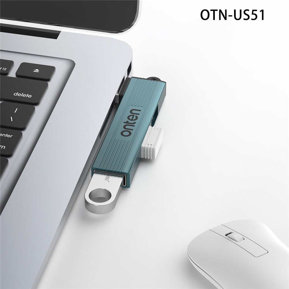 ONTEN OTN-US51 USB-A til 2xUSB 2.0 + USB3.0 Hub Højhastigheds Dataoverførsel Aluminiumlegering Adapter