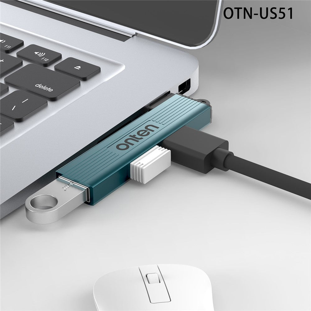 ONTEN OTN-US51 USB-A til 2xUSB 2.0 + USB3.0 Hub Højhastigheds Dataoverførsel Aluminiumlegering Adapter