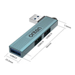 ONTEN OTN-US51 USB-A til 2xUSB 2.0 + USB3.0 Hub Højhastigheds Dataoverførsel Aluminiumlegering Adapter