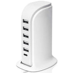 828 40W Multiportoplader Type-C + 5 USB-A Desktop Telefon Lynopladningsstation
