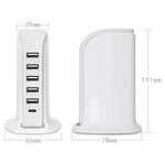 828 40W Multiportoplader Type-C + 5 USB-A Desktop Telefon Lynopladningsstation