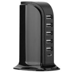 828 40W Multiportoplader Type-C + 5 USB-A Desktop Telefon Lynopladningsstation