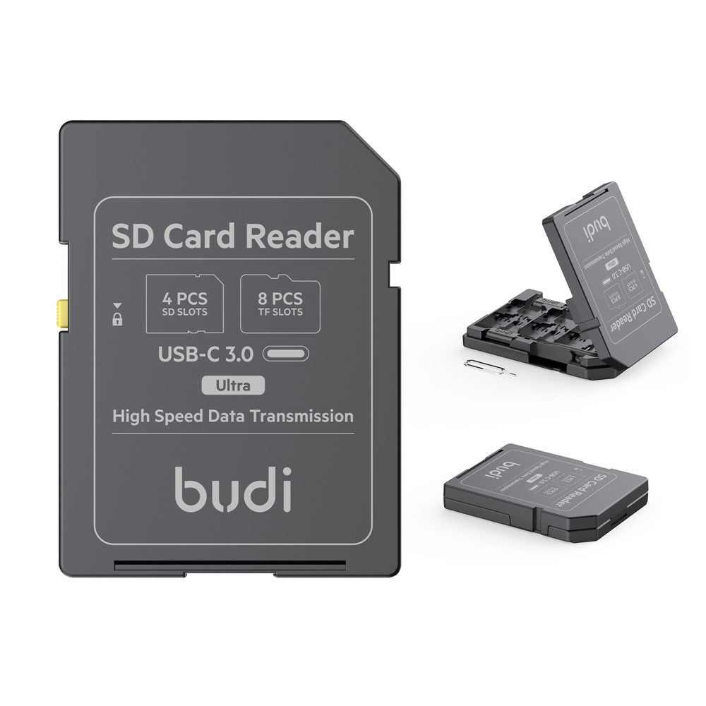 BUDI CP582B Multifunctional SD / TF Card Reader with 4 SD Slots and 8 TF Slots 5Gbps High Speed Memory Card Reader