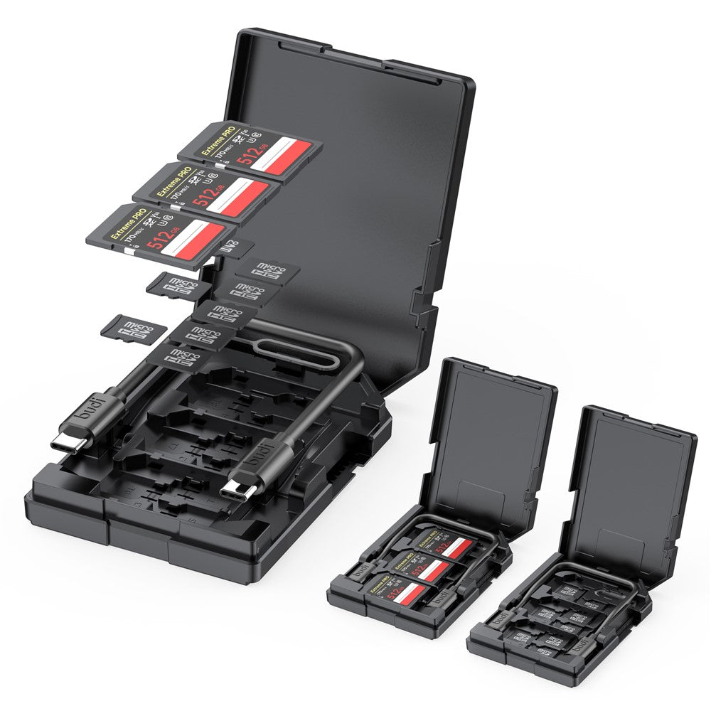 BUDI CP582B Multifunctional SD / TF Card Reader with 4 SD Slots and 8 TF Slots 5Gbps High Speed Memory Card Reader
