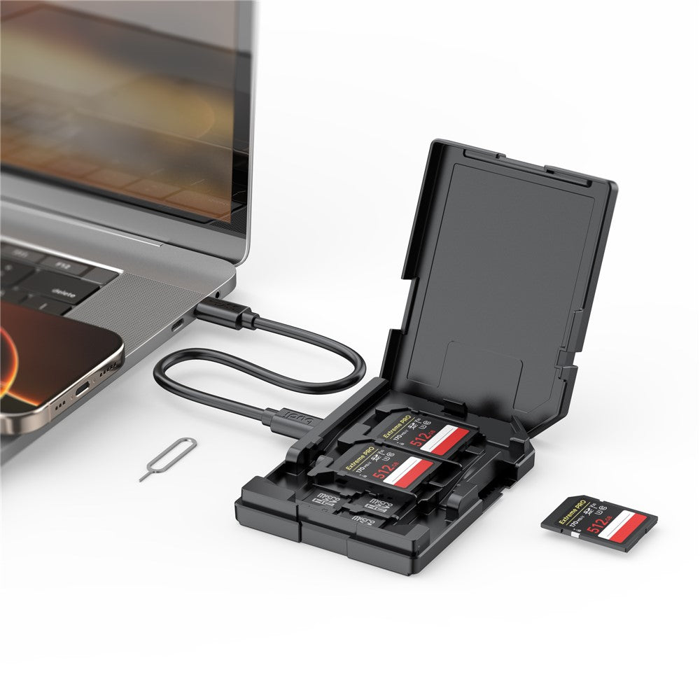 BUDI CP582B Multifunctional SD / TF Card Reader with 4 SD Slots and 8 TF Slots 5Gbps High Speed Memory Card Reader