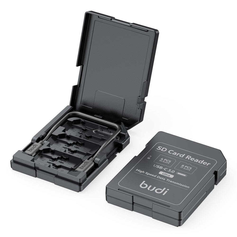 BUDI CP582B Multifunctional SD / TF Card Reader with 4 SD Slots and 8 TF Slots 5Gbps High Speed Memory Card Reader