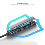 XUNDD XDDC-069 Aluminum Alloy Expansion Dock 4 in 1 USB Hub Data Transfer Multi-Port Adapter