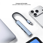 XUNDD XDDC-069 Aluminum Alloy Expansion Dock 4 in 1 USB Hub Data Transfer Multi-Port Adapter