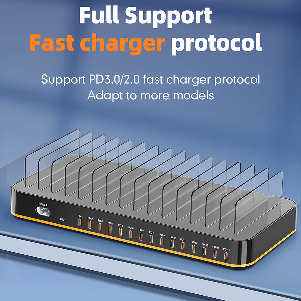 WLX-815C 360W High Power Multi-Port Charging Station PD Fast Charger Desktop Stand