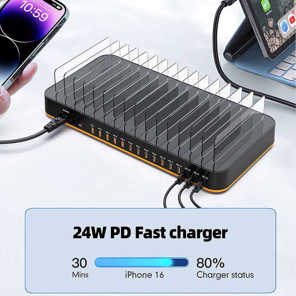 WLX-815C 360W High Power Multi-Port Charging Station PD Fast Charger Desktop Stand