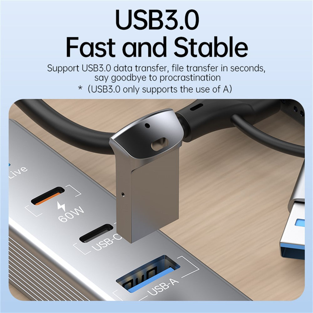 PD 60W 4 in 1 Hub Adapter iP / USB / Type-C Converter with Gigabit Ethernet / Digital Audio / Data Transfer for Laptops / PCs / Tablets / Phones