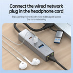 PD 60W 4 in 1 Hub Adapter iP / USB / Type-C Converter with Gigabit Ethernet / Digital Audio / Data Transfer for Laptops / PCs / Tablets / Phones