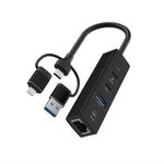 PD 60W 4 in 1 Hub Adapter iP / USB / Type-C Converter with Gigabit Ethernet / Digital Audio / Data Transfer for Laptops / PCs / Tablets / Phones