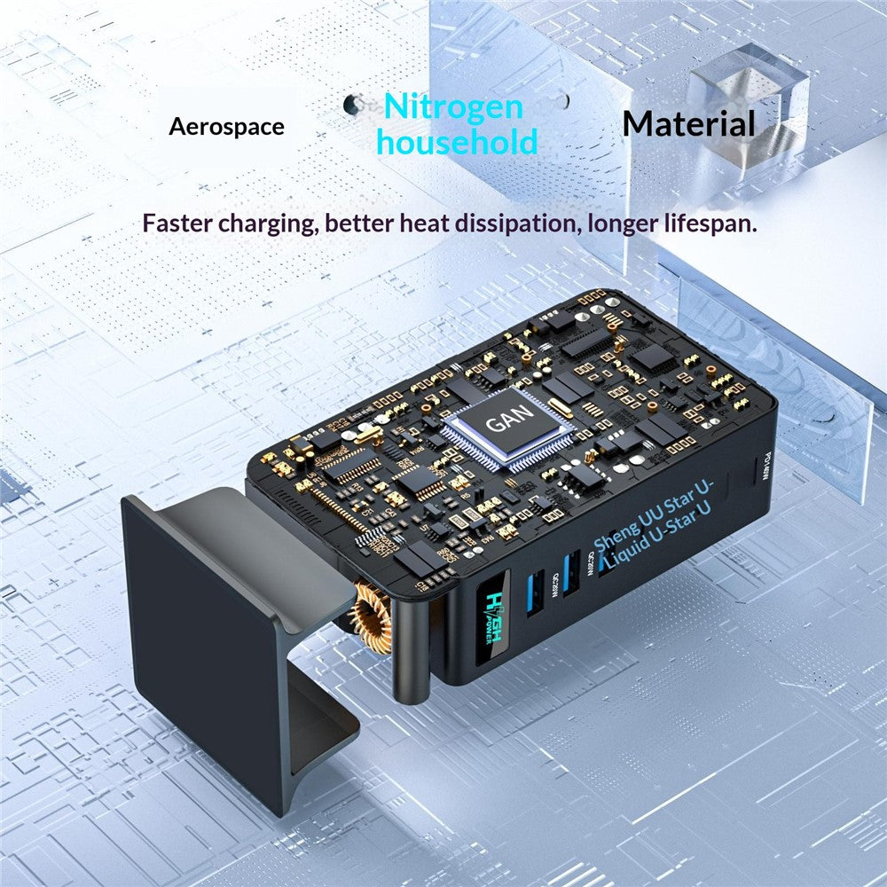 NCC-333 640W GaN Desktop Oplader med Hurtig Opladning USB-A + Type-C 8 Port Power Station med Digitalt Display