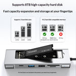 2525 M.2 SSD-kabinett dockningsstation Type-C-hubb med 4K HD/SD/TF-kortplats expansionsenhet för NVMe/SATA SSD-enheter