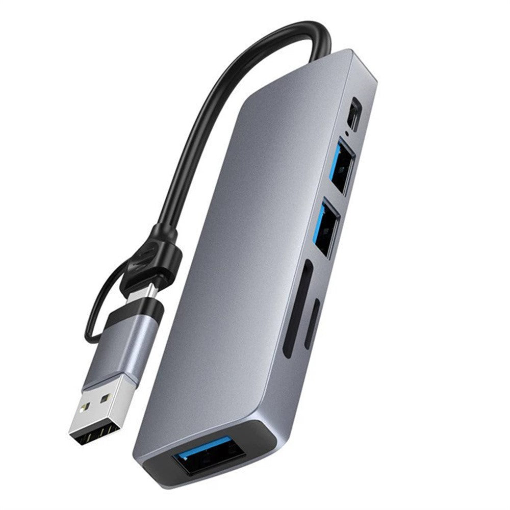 HC-13FL Type-C / USB-A to USB 3.0 / 2.0 SD TF Card Reader Multi-port Docking Station with DC-IN Power Port