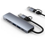 HC-13FL Type-C / USB-A to USB 3.0 / 2.0 SD TF Card Reader Multi-port Docking Station with DC-IN Power Port