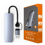 HC-13FL Type-C / USB-A to USB 3.0 / 2.0 SD TF Card Reader Multi-port Docking Station with DC-IN Power Port
