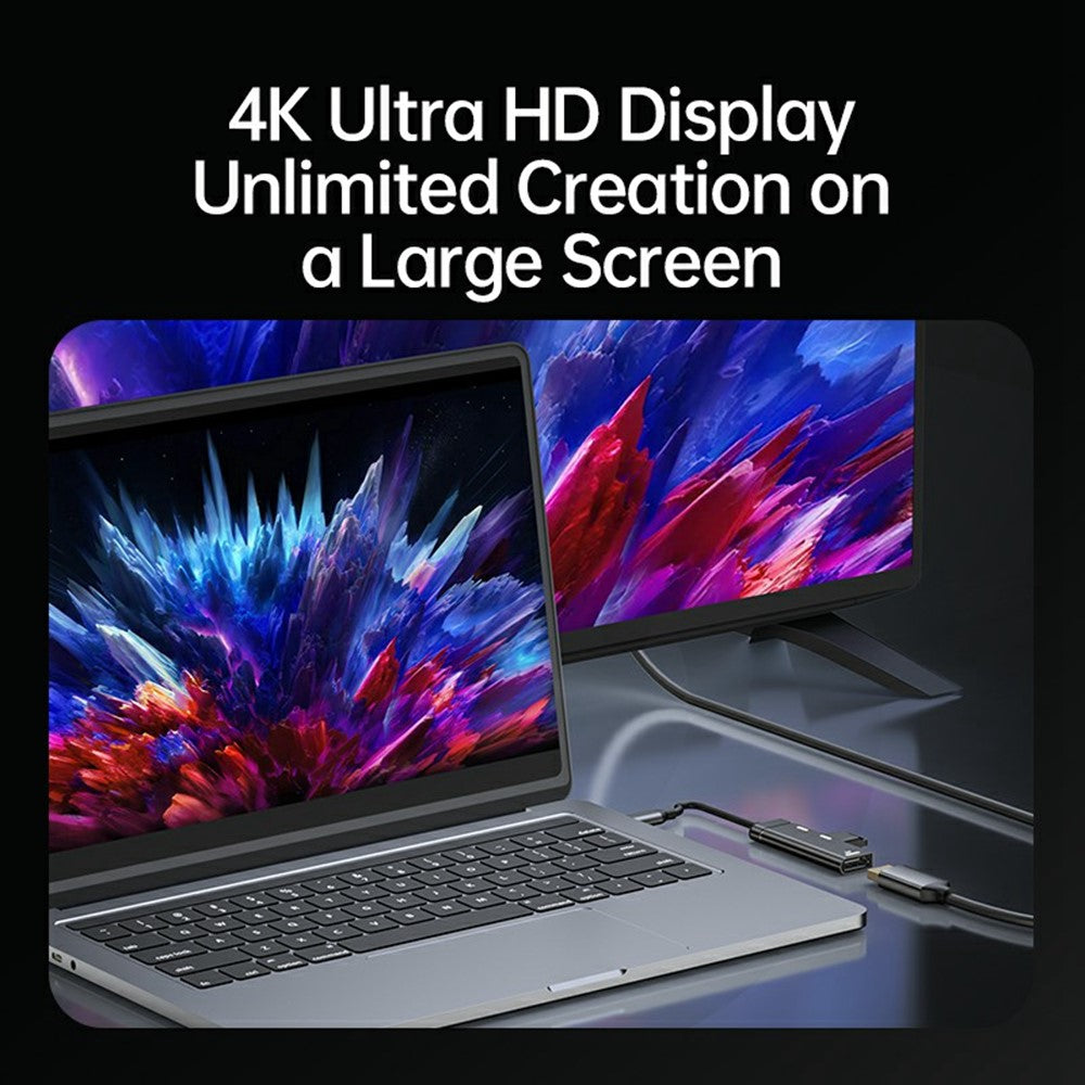 3-in-1 USB-C Hub 4K 120Hz DisplayPort + USB-A 3.0 + USB-C PD 60W Charging Adapter for Phone Tablet