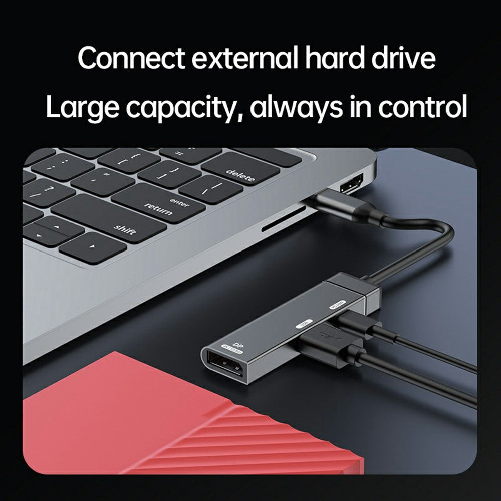 3-in-1 USB-C Hub 4K 120Hz DisplayPort + USB-A 3.0 + USB-C PD 60W Charging Adapter for Phone Tablet