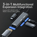 3-in-1 USB-C Hub 4K 120Hz DisplayPort + USB-A 3.0 + USB-C PD 60W Charging Adapter for Phone Tablet