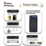 TYS-1030 Magnetic 6-in-1 USB Hub Card Reader 100W PD Fast Charging Wireless Charger Docking Station for Phone Tablet