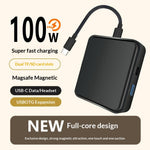 TYS-1030 Magnetic 6-in-1 USB Hub Card Reader 100W PD Fast Charging Wireless Charger Docking Station for Phone Tablet