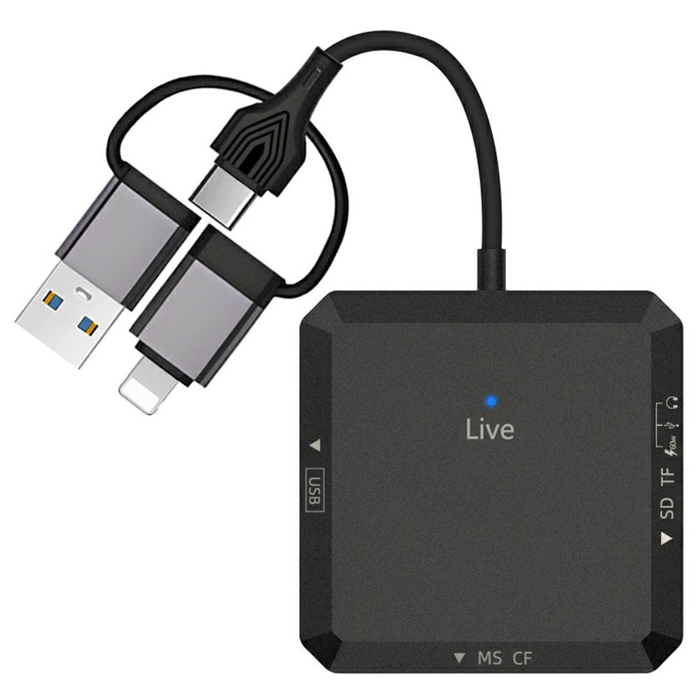 TYS-1029 iP (5-14)+USB+Type-C Interface Hub 9-i-1 USB-C Adapter Kortlæser til TF / SD / CF / MS 60W PD Hurtigopladnings-dockingstation